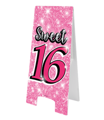 Warning Sign Sweet 16 Roze 62,5cm