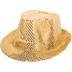 Gouden Trilby Hoed met Glitters