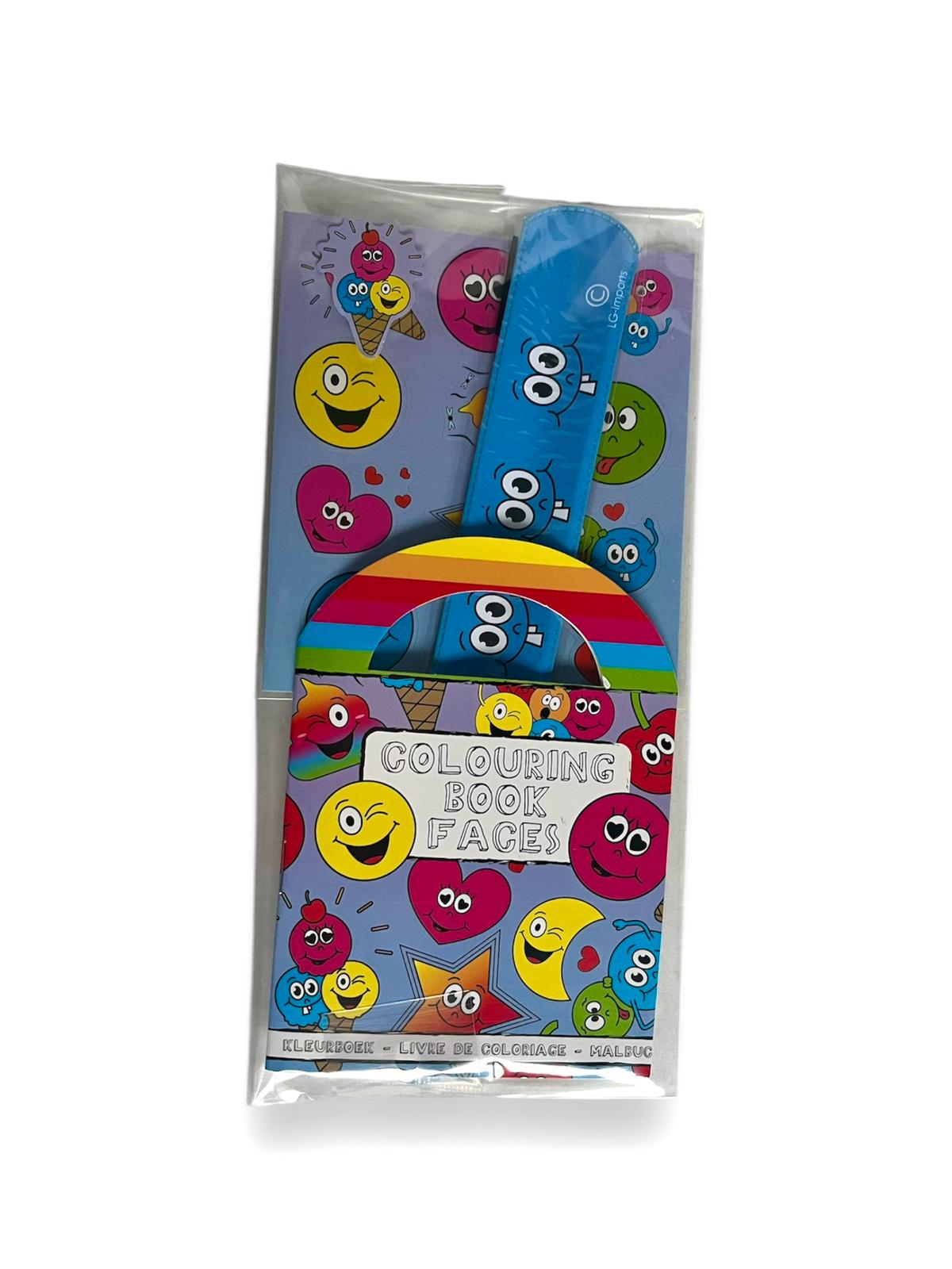 Smiley Traktatie met Kleurboekje Stickers en Klaparmband