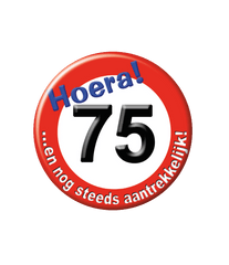 Button 75 Jaar Verkeersbord 5,5cm