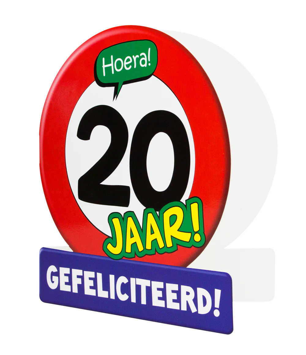 Verjaardagskaart 20 Jaar Verkeersbord 16,5cm