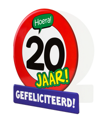 Verjaardagskaart 20 Jaar Verkeersbord 16,5cm