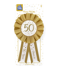 Rozet 50 Jaar Goud Wit 14cm