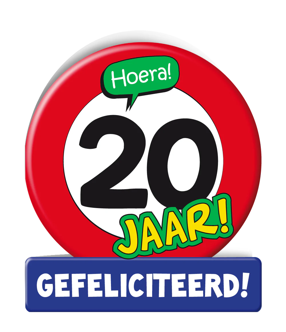 Verjaardagskaart 20 Jaar Verkeersbord 16,5cm