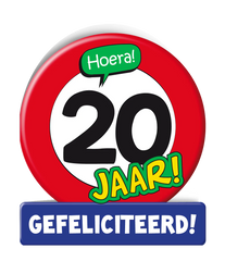 Verjaardagskaart 20 Jaar Verkeersbord 16,5cm