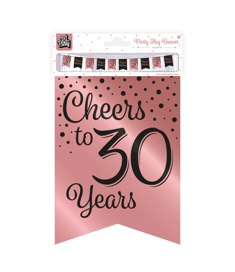 Banner 30 Jaar Roze Zwart 6m