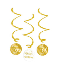 Hangdecoratie 65 Jaar Goud Wit 3st