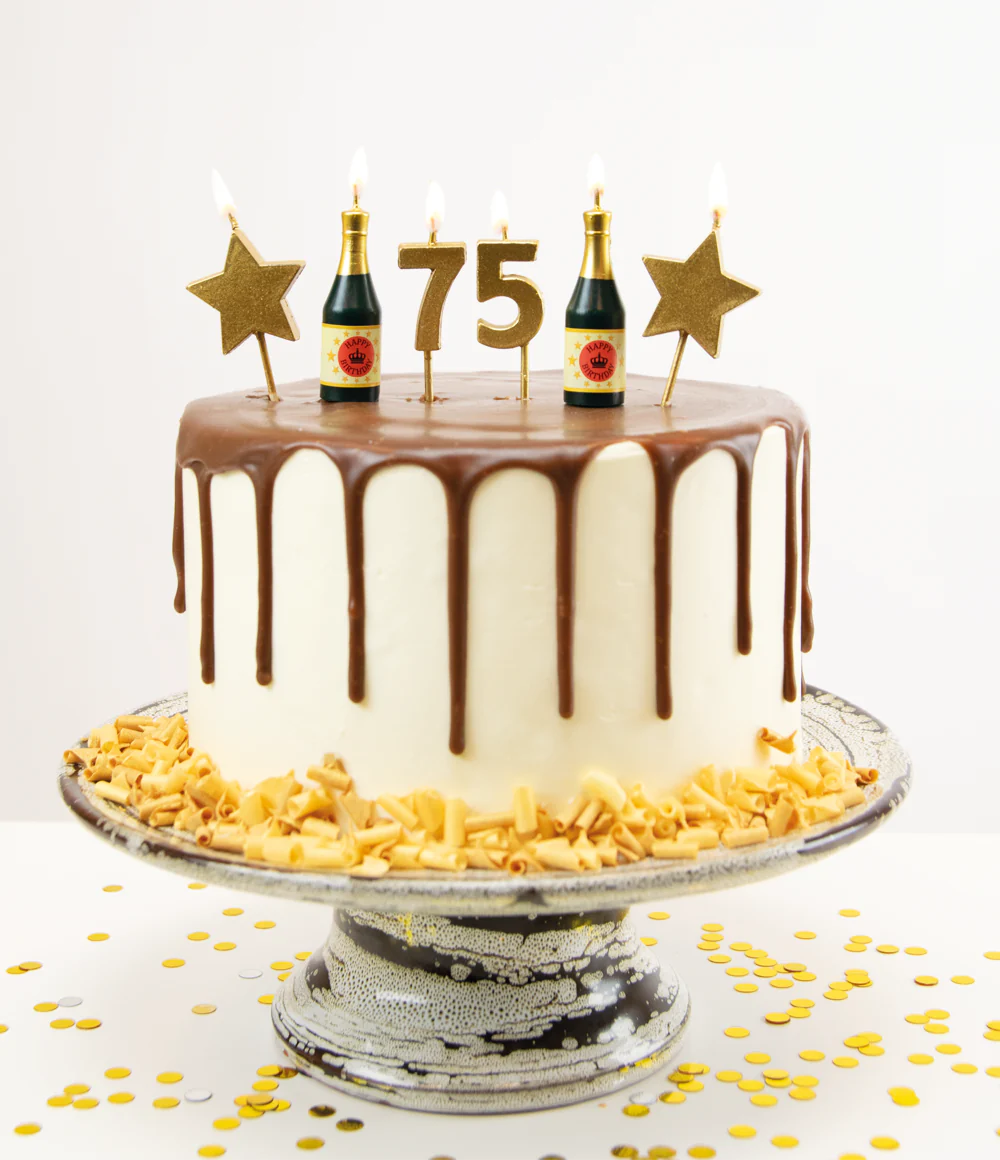 Kaarsjes 75 Jaar Champagne 17,5cm