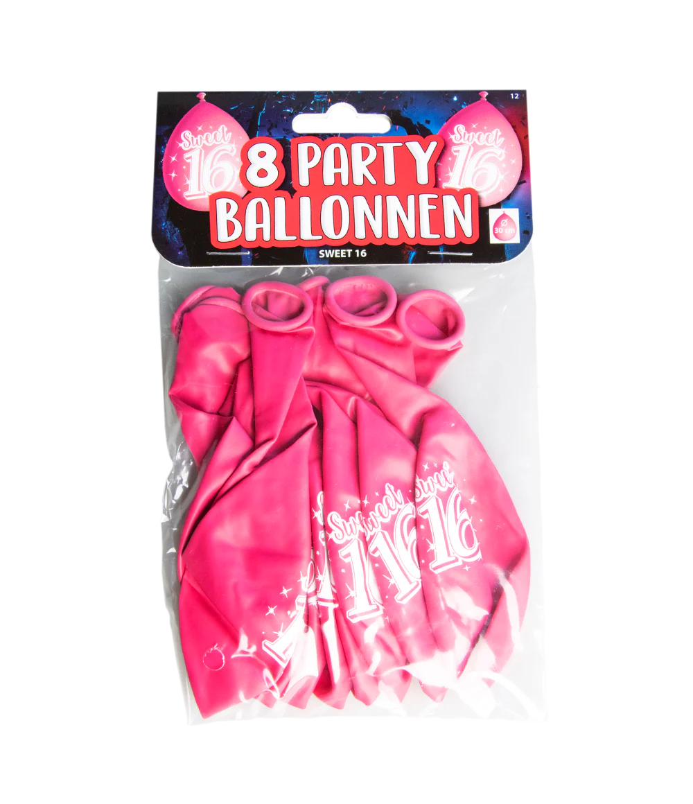 Sweet 16 Ballonnen 16 Jaar Roze 30cm 8st