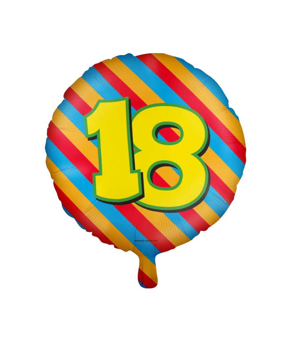 Helium Ballon 18 Jaar Gekleurd Leeg 46cm