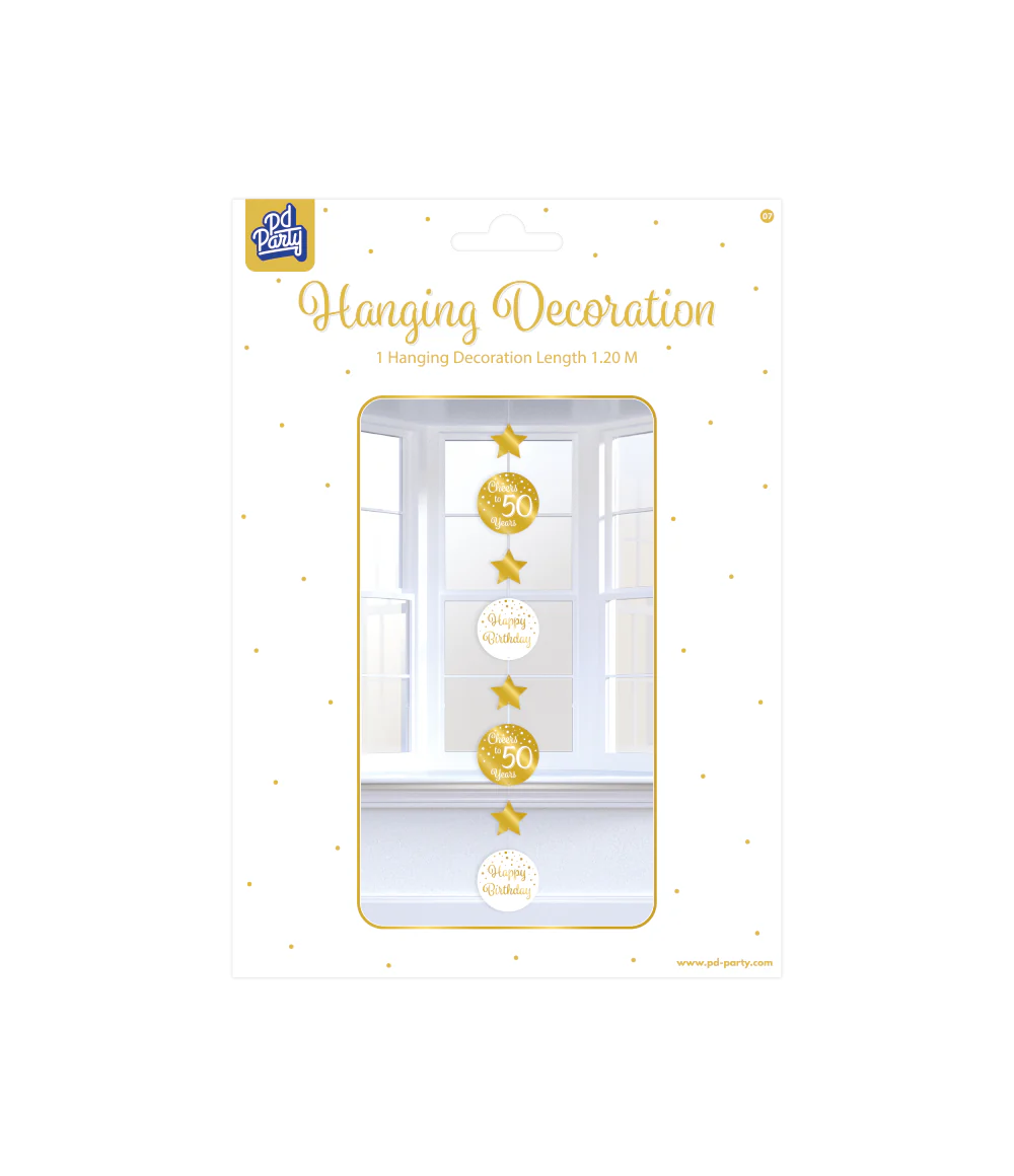 Hangdecoratie 50 Jaar Goud Wit 20,5cm