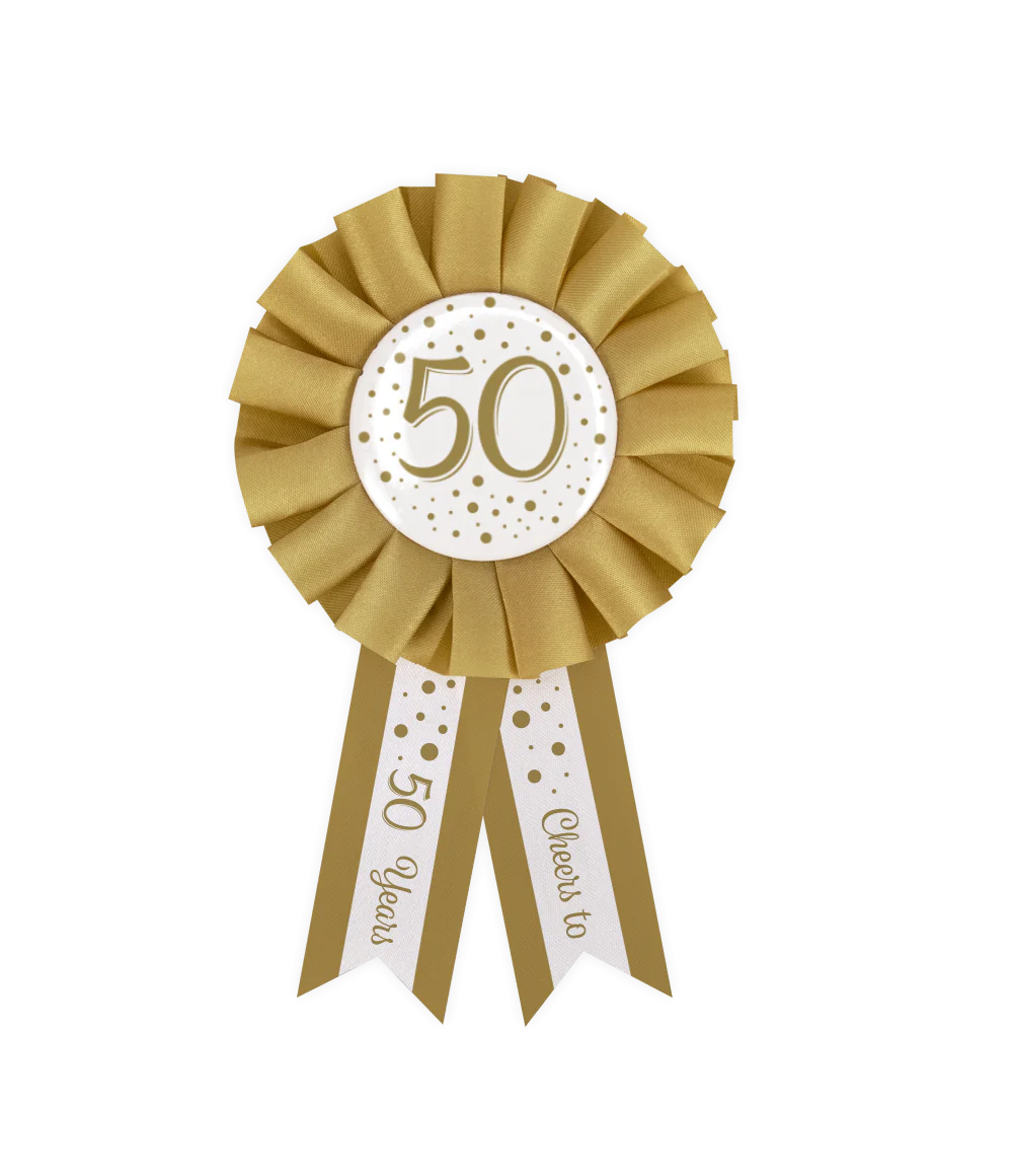 Rozet 50 Jaar Goud Wit 14cm