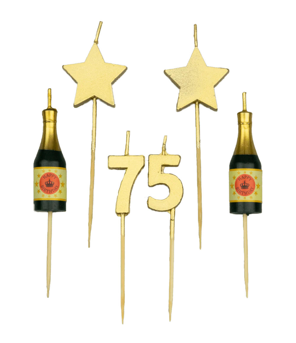 Kaarsjes 75 Jaar Champagne 17,5cm