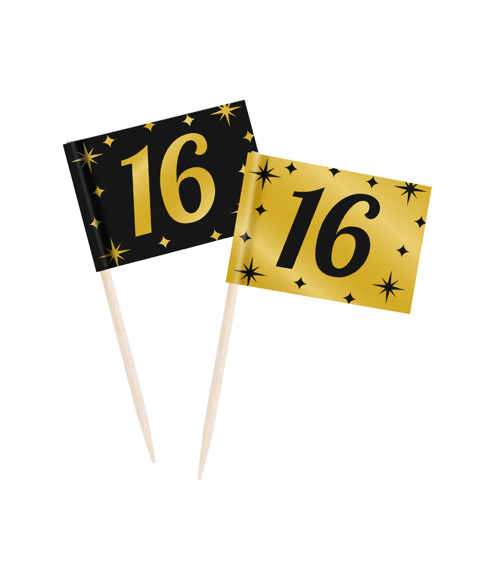 Cocktailprikkers 16 Jaar 6,5cm 50st