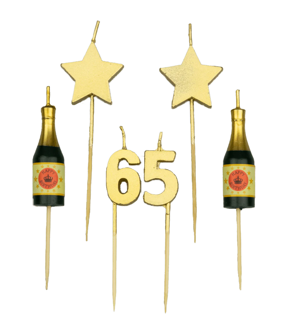 Kaarsjes 65 Jaar Champagne 17,5cm