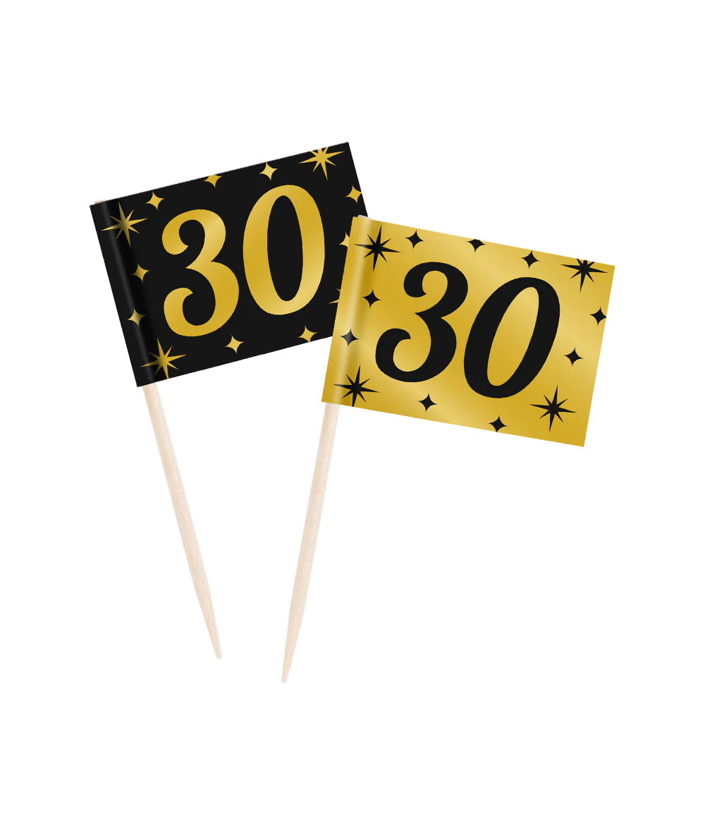 Cocktailprikkers 30 Jaar 6,5cm 50st