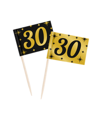 Cocktailprikkers 30 Jaar 6,5cm 50st