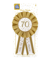 Rozet 70 Jaar Goud Wit 14cm