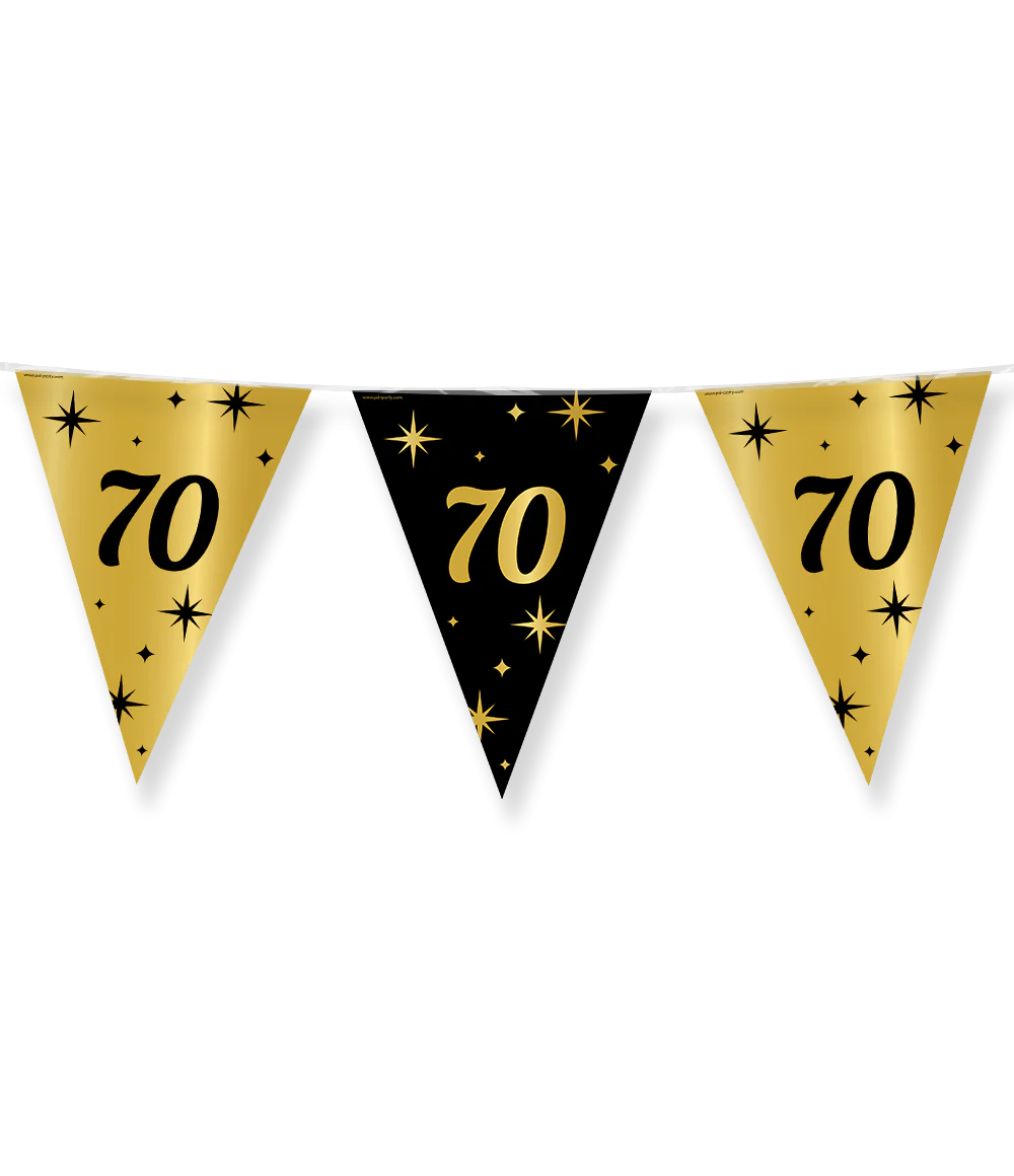 Vlaggenlijn 70 Jaar Goud Zwart 10m