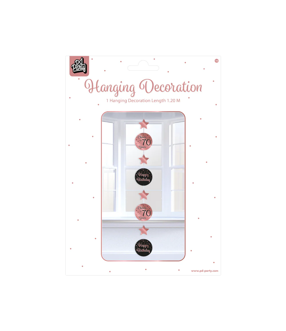 Hangdecoratie 70 Jaar Roze Zwart 20,5cm