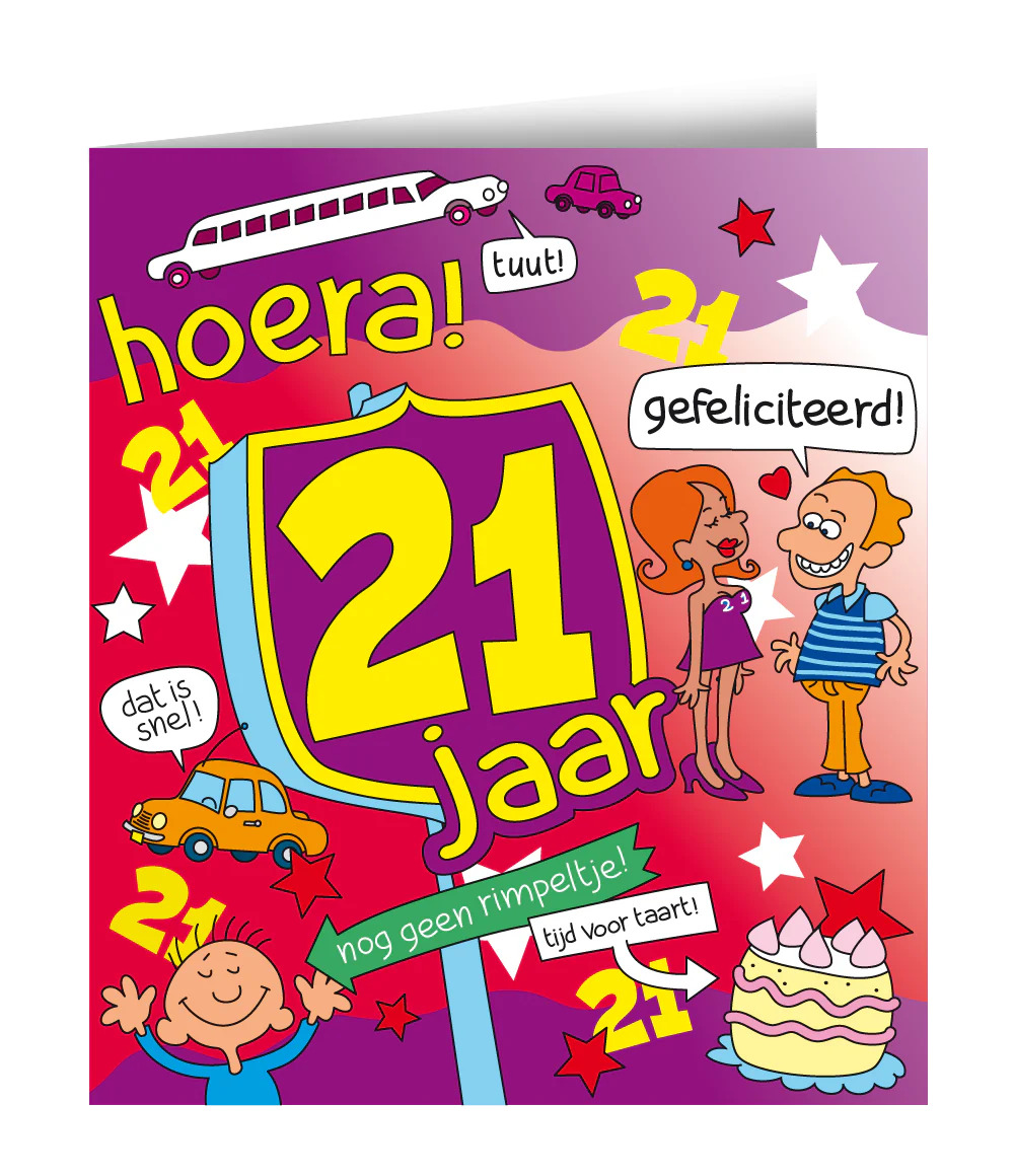 Verjaardagskaart 21 Jaar 16,5cm