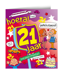 Verjaardagskaart 21 Jaar 16,5cm