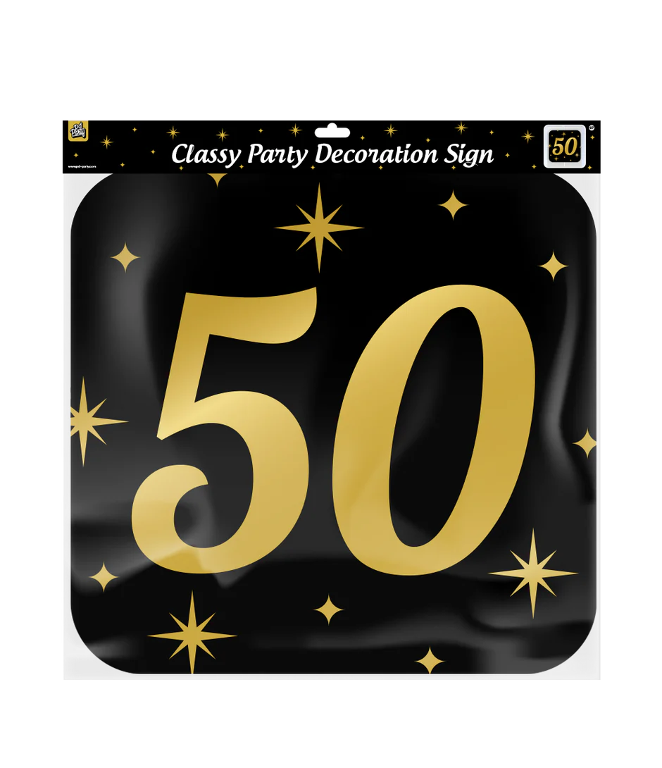 Deurbord 50 Jaar Zwart Goud 50cm
