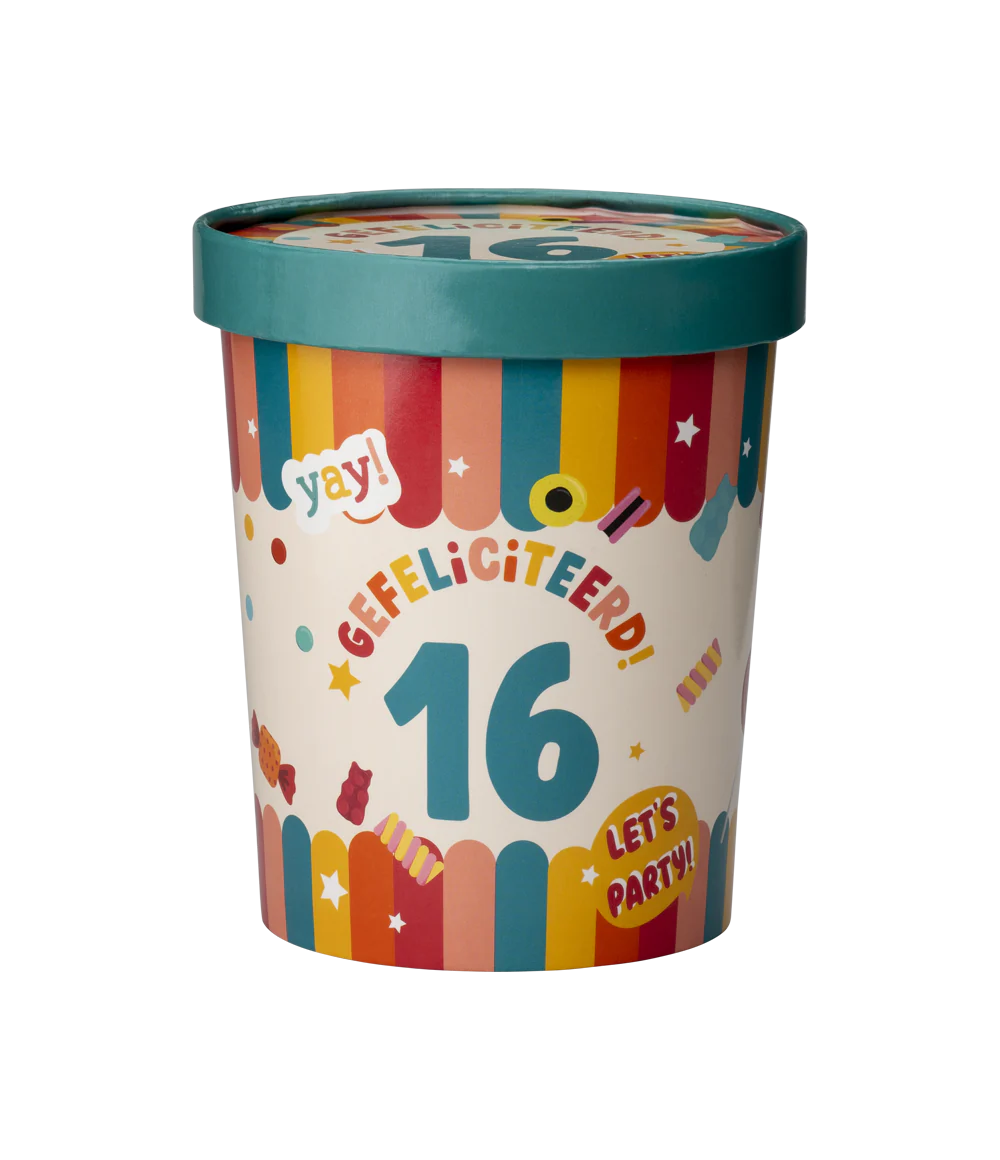 Gekleurde Snoepbakje 16 Jaar 12cm