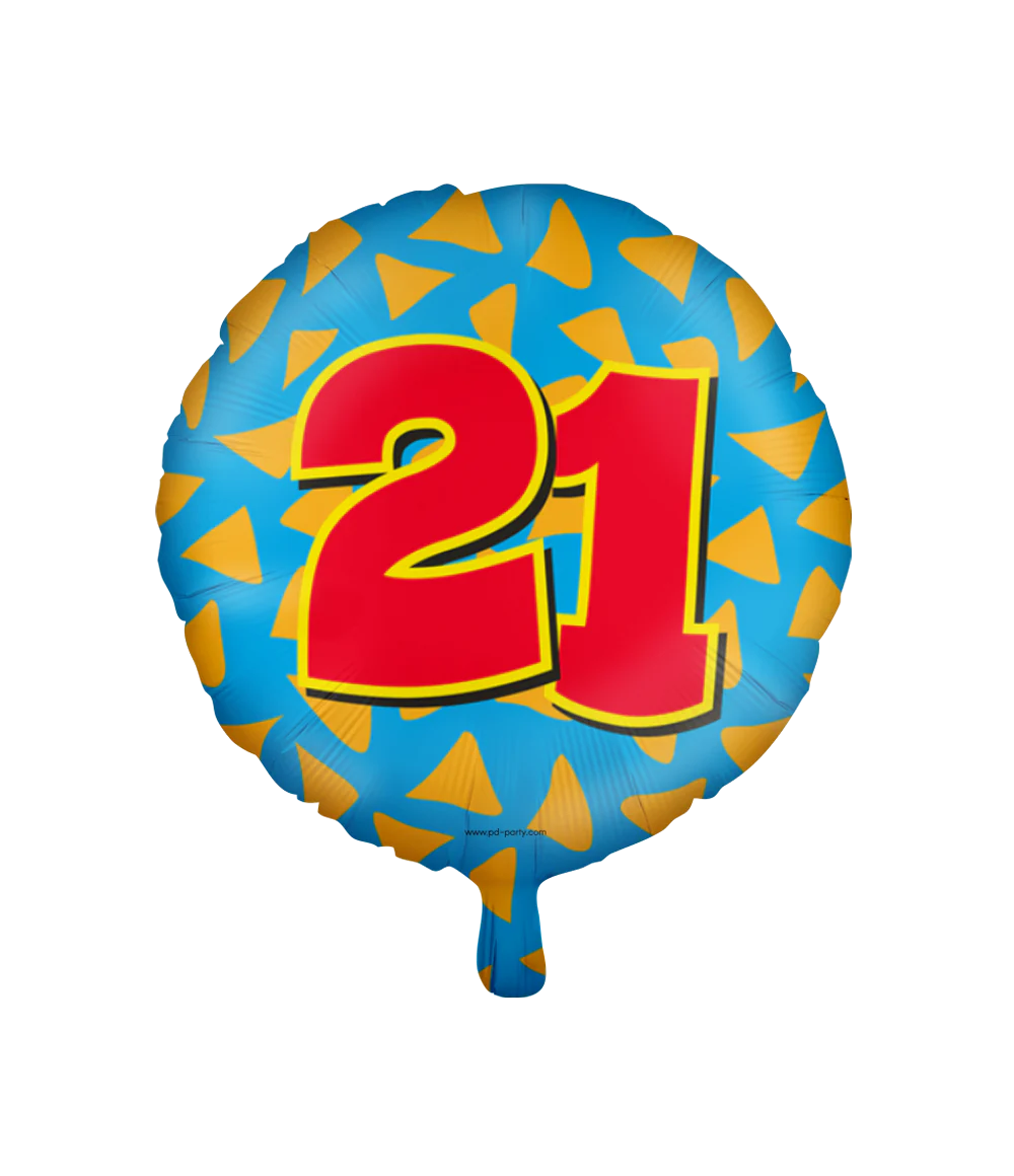 Helium Ballon 21 Jaar Gekleurd 46cm