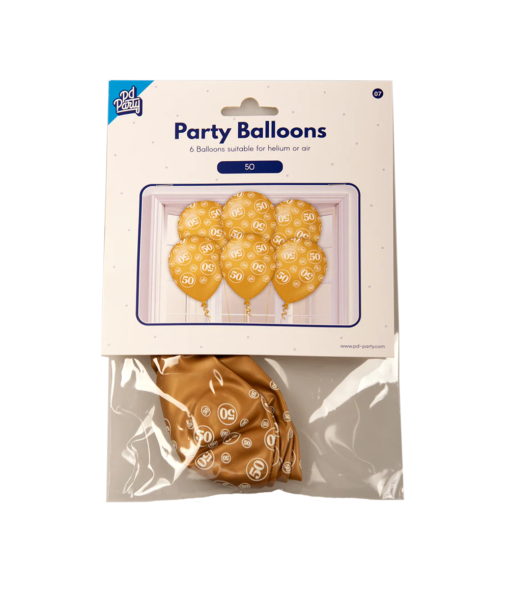 Ballonnen 50 Jaar 30cm 6st