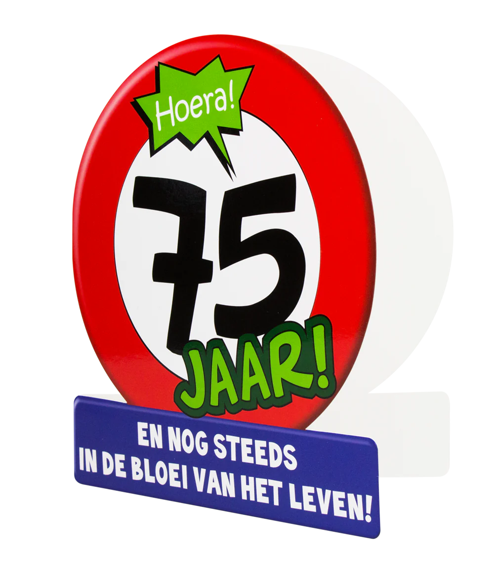 Verjaardagskaart 75 Jaar Verkeersbord 16,5cm