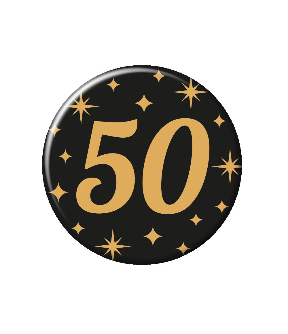 50 Jaar Button Zwart Goud