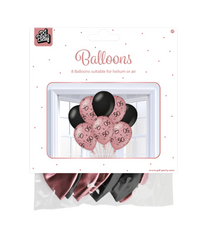 Ballonnen 50 Jaar Rose Zwart 30cm 8st