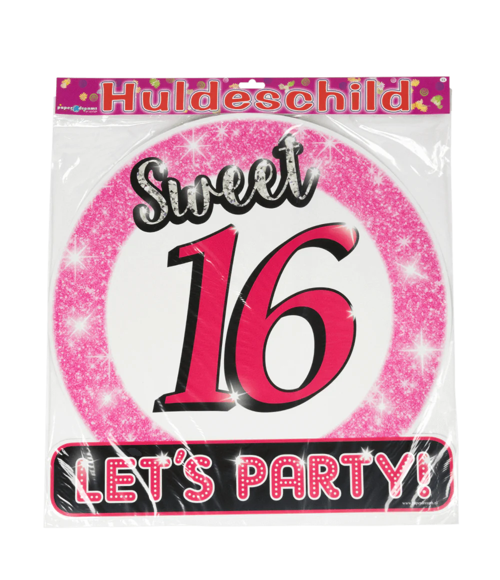 Deurbord 16 Jaar Sweet 16 Lets Party! 50cm