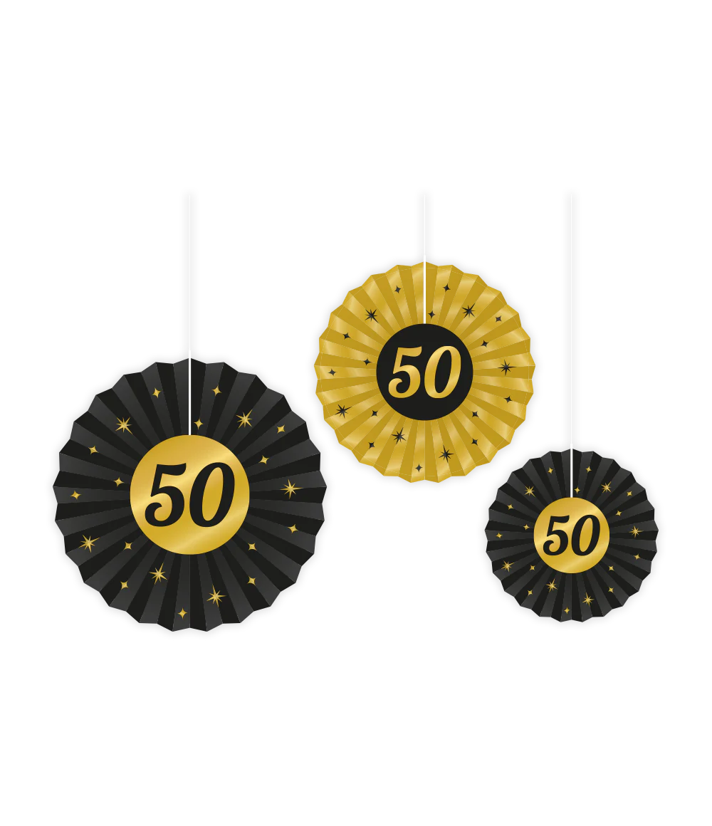 Papieren Waaiers 50 Jaar Set 3-delig