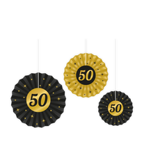 Papieren Waaiers 50 Jaar Set 3-delig