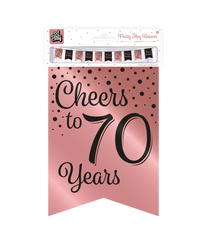 Banner 70 Jaar Roze Zwart 6m