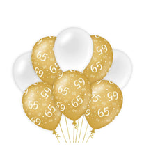 Ballonnen 65 Jaar Goud Wit 30cm 8st