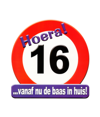 Deurbord 16 jaar Verkeersbord 50cm