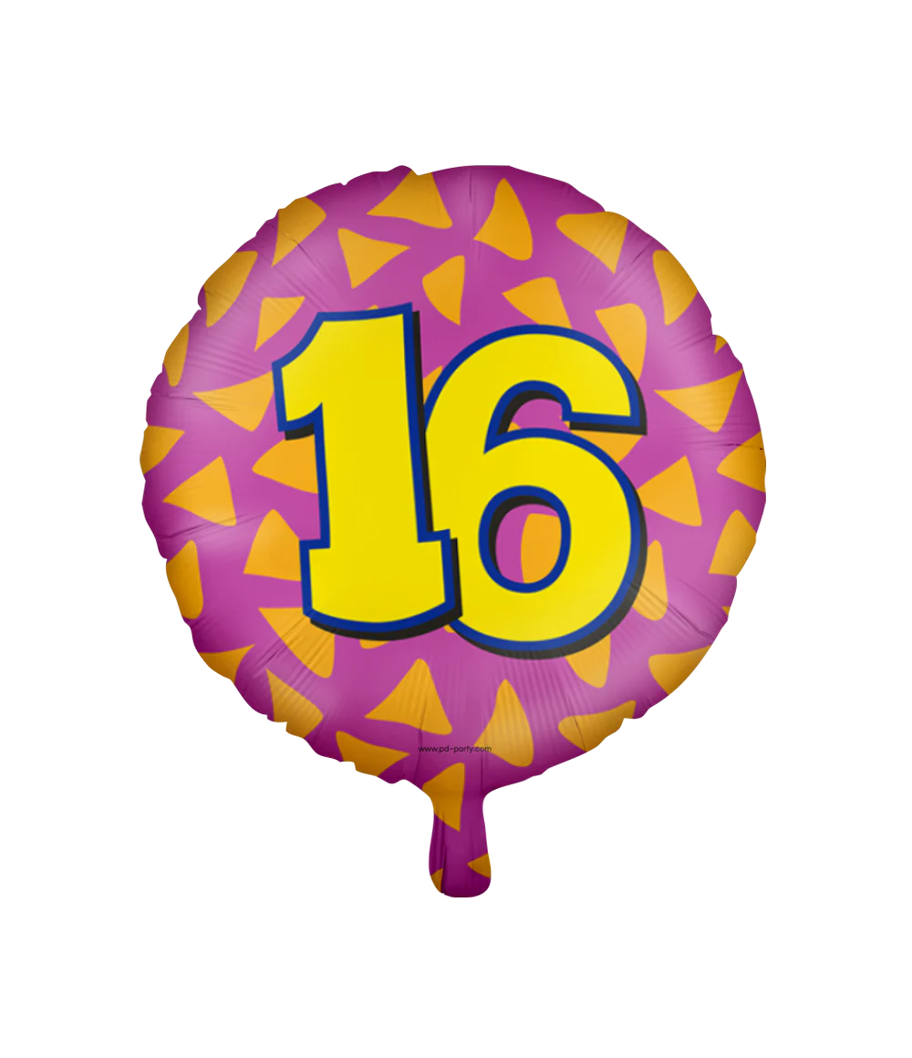 Helium Ballon 16 Jaar Gekleurd Leeg 46cm