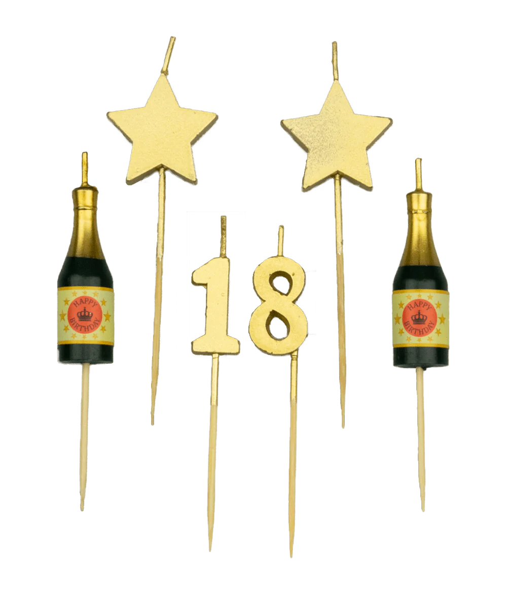 Kaarsjes 18 Jaar Champagne 17,5cm