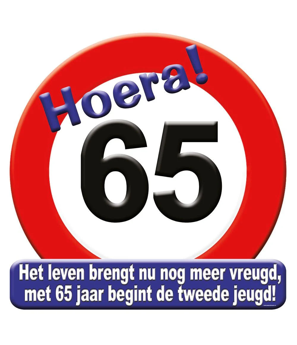 Deurbord 65 Jaar Verkeersbord 50cm