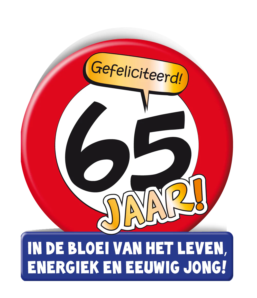 Verjaardagskaart 65 Jaar Verkeersbord 16,5cm