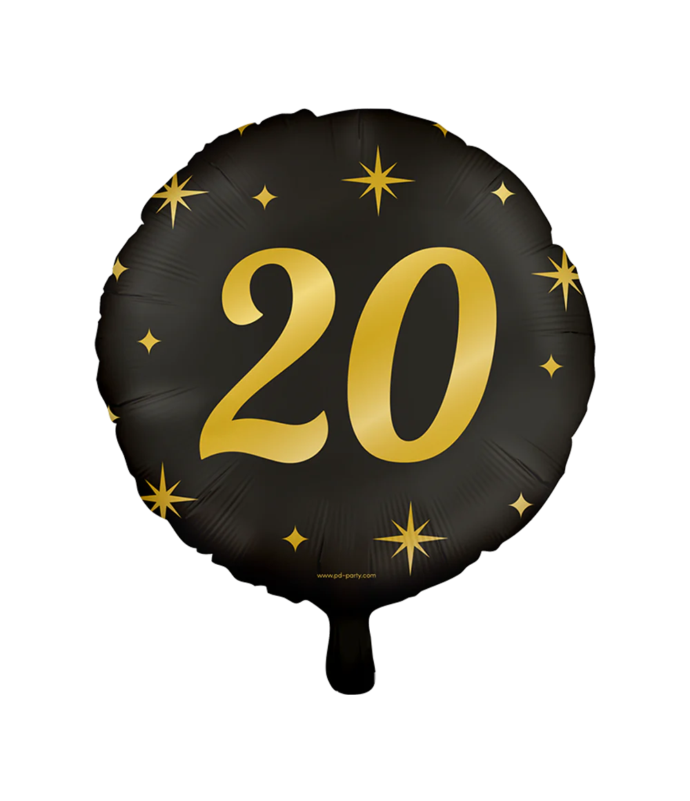 Goud Zwarte Helium Ballon 20 Jaar