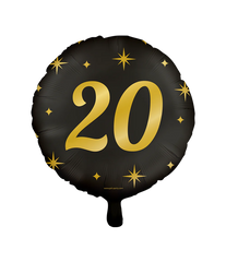 Goud Zwarte Helium Ballon 20 Jaar