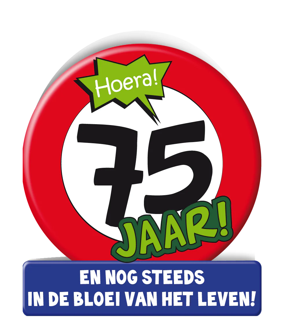 Verjaardagskaart 75 Jaar Verkeersbord 16,5cm