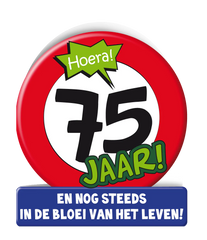 Verjaardagskaart 75 Jaar Verkeersbord 16,5cm