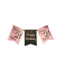 Banner 21 Jaar Roze Zwart 6m