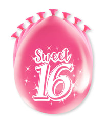 Sweet 16 Ballonnen 16 Jaar Roze 30cm 8st