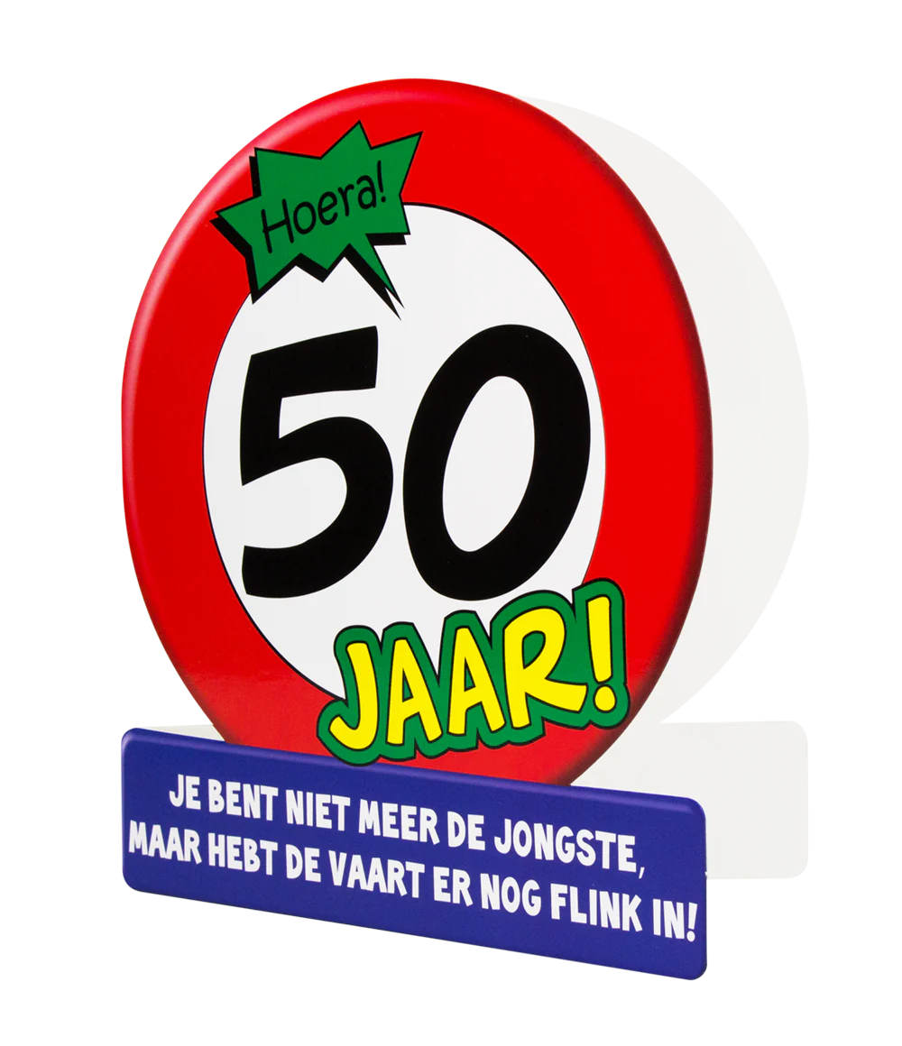 Verjaardagskaart 50 Jaar Verkeersbord 16,5cm